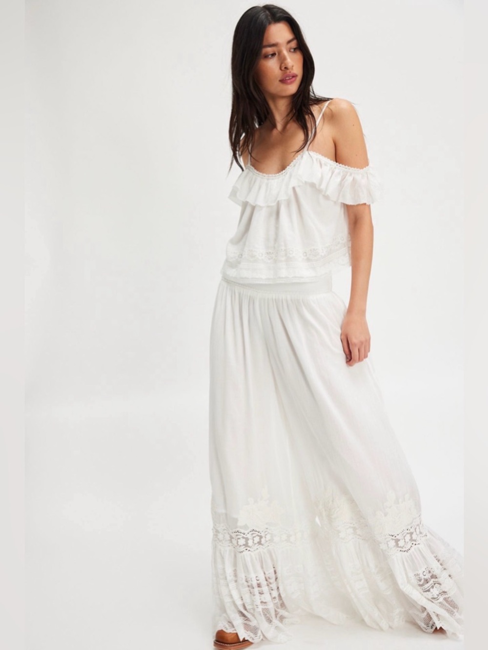 Free People Field of Roses Pants Set in Ivory